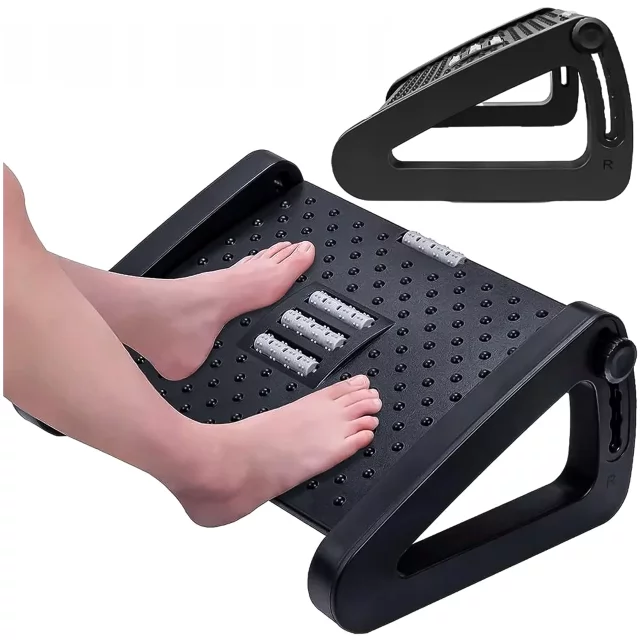 Büro-Fußstütze, Fußstütze, Beine für Arbeit, Büro, Fußmassage, verstellbare Höhenverstellung, Alogy, Schwarz