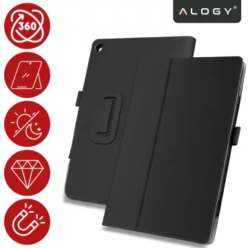 Etui do Samsung Galaxy Tab A9+ 11" (2023) X210/X215/X216, Składany Pokrowiec z Klapką i Funkcją Podstawki, Ochronna Obudowa, Alogy BookCase™ – Czarne