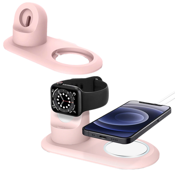 Charger Holder for MagSafe 2in1 Alogy Stand for Apple Watch/ iPhone 12 13 Pink