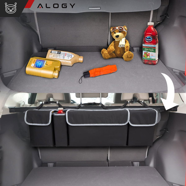 Car organizer Bag for the trunk of a car, large trunk for a seat with Velcro, Alogy Black