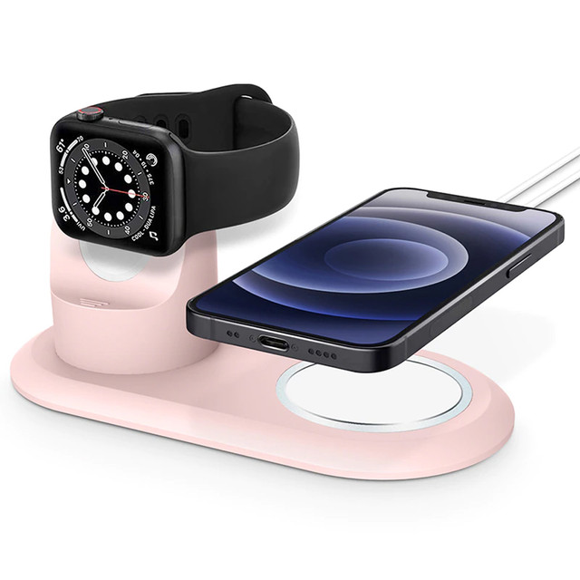 Charger Holder for MagSafe 2in1 Alogy Stand for Apple Watch/ iPhone 12 13 Pink