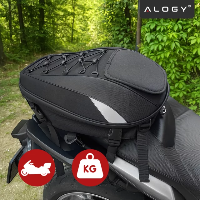 Waterproof Motorcycle Backpack Bag 40L – 5 in 1 – Top Case, Seat Bag, Trunk Bag, Helmet Bag, with Cover, Nylon, City Bag for Motorcycle – Alogy RoadMaster™ Black