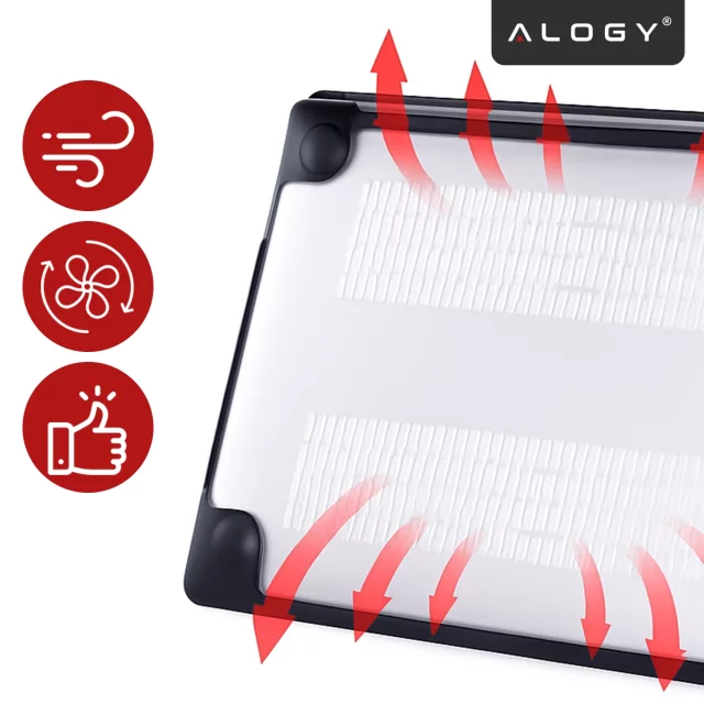 Etui ochronne do Apple Macbook Air 13 13.6" M2 2022 / M3 2024 / M4 2025 (A2681, A3113, A3240) Alogy MatteGuard™ obudowa Matowa Przezroczysta Biel z czarną ramką