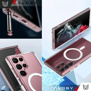 Case for Samsung Galaxy S24 Ultra Mag Safe Case Back Housing Cover Anti-Shock Clear Alogy Transparent