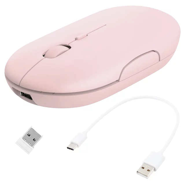 Alogy Wireless Mouse Ergonomic Small Mouse for Laptop PC Bluetooth 2.4GHz Silent Pink