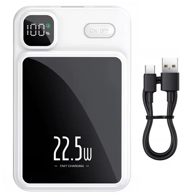 PowerBank Alogy MagCharge 22,5 W PD20W PowerDelivery Schnellladung 10000 mAh kabellos für MagSafe White