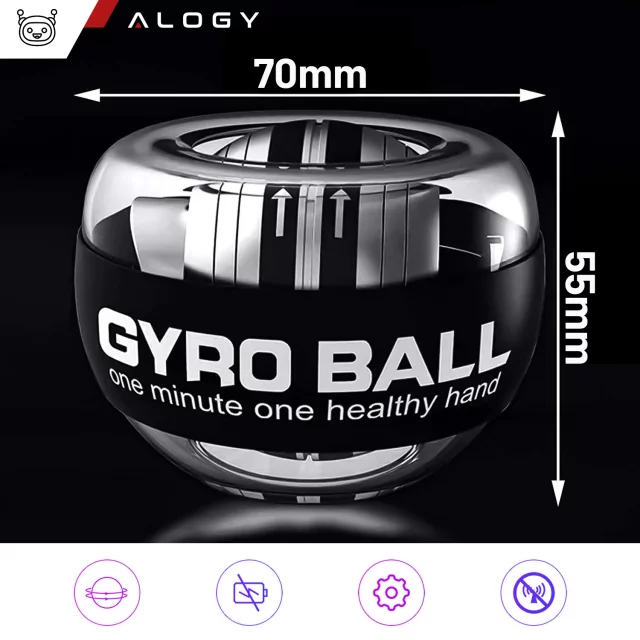 Gyro Ball Alogy Ball zum Trainieren des Handgelenks Powerball Handgriff zur Stärkung der Muskulatur Gyro Ball Schwarz