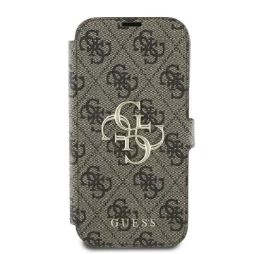 Guess 4G Metal Logo Book Case do iPhone 16 Pro Max – Brown
