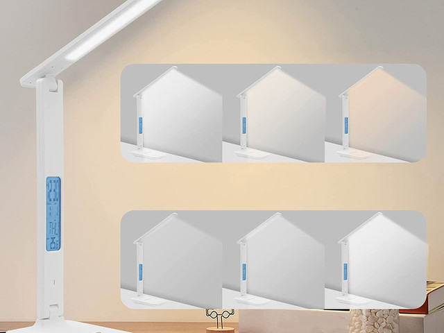 Stolní LED lampa Alogy, indukční nabíječka Qi 10W s bílým displejem