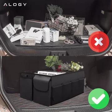 Organizer samochodowy do bagażnika schowek torba do auta duży kufer Czarny XXL Alogy sztywny pokrowiec