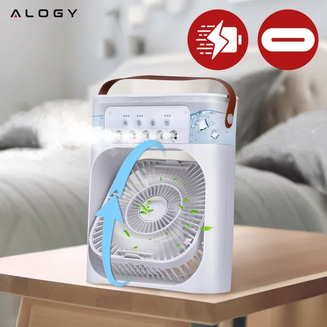 Stolní ventilátor stojící ventilátor malé oběhové čerpadlo s klipem bezdrátové ruční 500mAh USB-C Alogy White