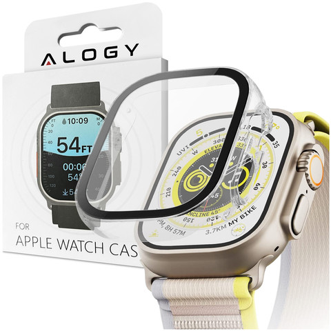 Protective Case with Glass Alogy Protector Case 2in1 Overlay Case for Apple Watch Ultra 49mm Clear