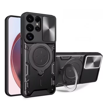 Hülle für Apple iPhone 16 gepanzertes Slide Case Ringgehäuse Kameraschutz Camshield Alogy schwarz