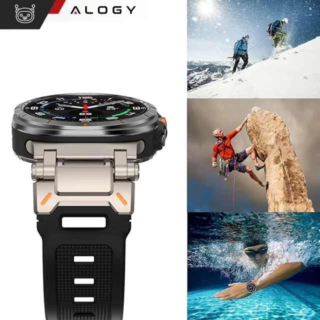 Alogy Luxus-Metall-TPU-Armband für Apple Watch 42/44/45/49 mm, Schwarz