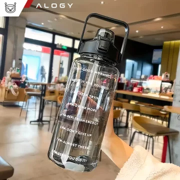 Velká láhev, láhev na pití Alogy MotivHydro Motivační odměrka 2l 2000ml Černá