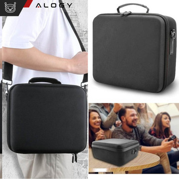 Etui kuferek walizka torba do Nintendo Switch OLED akcesoria 21 gier Alogy Wodoodporne z paskiem Czarny