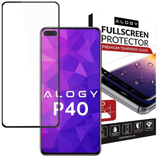 Alogy Full Glue Glas für Huawei P40 Schwarz