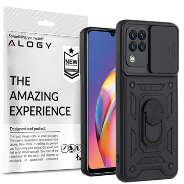 Alogy Stand Ring Armor case with camera cover for Galaxy A22 / M22 4G black