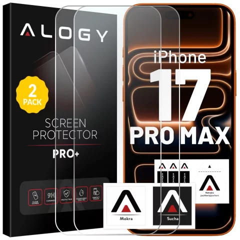 2x Szkło Hartowane Ochronne 9H do Apple iPhone 17 Pro Max, Wzmocnione i Odporne na Zarysowania, Łatwy Montaż Bez Bąbelków, Alogy Heavy Pro+™ – Przezroczyste