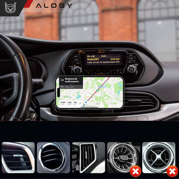 Magnetic car holder for phone, window, grille, cockpit, dashboard, car, phone, Alogy Black