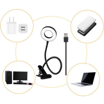 Lampe flexibler Ring Lampe Alogy Clipring für Schreibtisch flexible Universalfernbedienung USB Schwarz