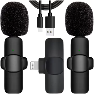 2x Alogy Lightning Wireless Lavalier Microphone for Apple iPhone iPad Small Microphones Two-Microphone Set