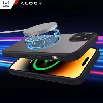 Pouzdro pro Apple iPhone 15 Plus Alogy MagSafe Hybrid Matte Case Matný kryt s ochranou objektivu černý