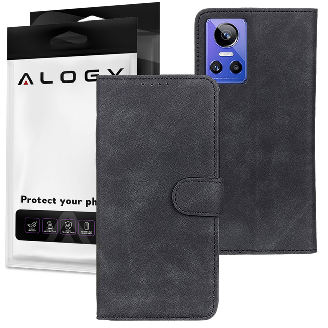 Flip Wallet Alogy magnetische Ledertasche für Realme GT Neo 3 Global Black