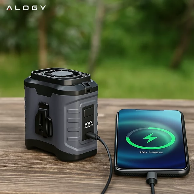 Stolní ventilátor stojící ventilátor malé oběhové čerpadlo s klipem bezdrátové ruční 500mAh USB-C Alogy White