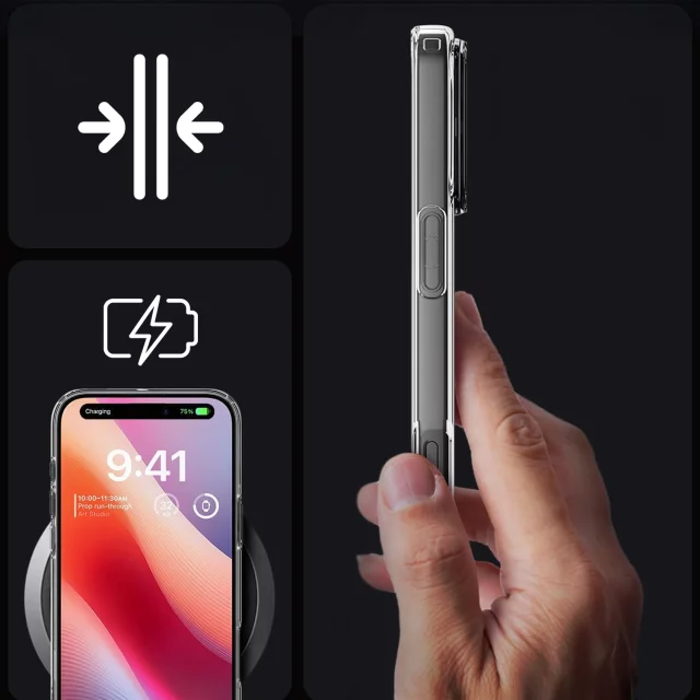 Hülle für iPhone 16 Pro Spigen Liquid Crystal Schutzhülle für das Crystal Clear-Telefon