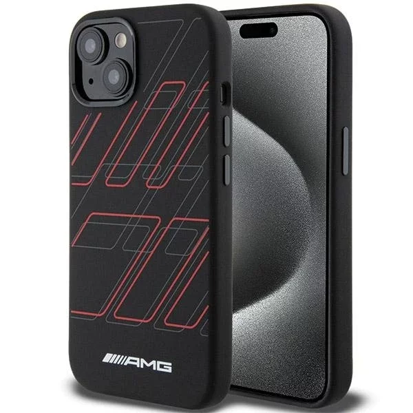 Etui do iPhone 15 AMG Silicone Rhombuses MagSafe czarne