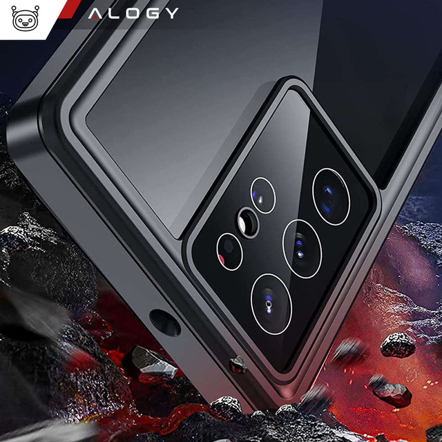 Waterproof case for Samsung Galaxy S23 Ultra 360 Alogy Armor IP68 with lanyard Black