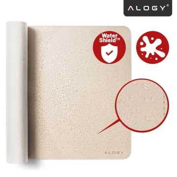 Podkładka na biurko 80×40 cm – antypoślizgowa mata ochronna z eleganckiej ekoskóry PU, pod mysz i klawiaturę, stylowa i trwała – Alogy WorkMat™ Beżowa