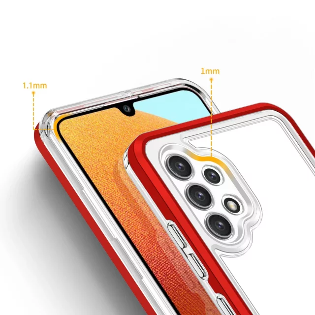 Klare 3in1 Hülle für Samsung Galaxy A72 4G Frame Gel Cover Rot