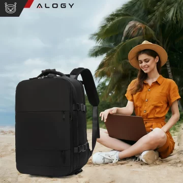 Alogy Backpack for Laptop Travel Accessories 46x32x15 cm for Work School Plane Travel Men's Women's Black