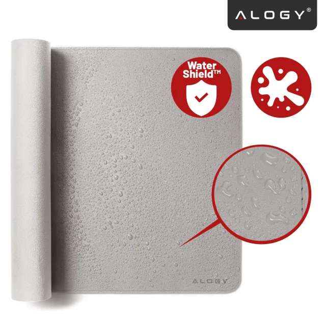 Podkładka na biurko 100×50 cm – antypoślizgowa mata ochronna z eleganckiej ekoskóry PU, pod mysz i klawiaturę, stylowa i trwała – Alogy WorkMat™ Szara