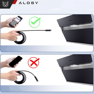 Alogy Duo Cam 1920 Full HD Lightning endoskopická inspekční kamera pro iPhone, USB-C, micro USB 3m 8mm černá