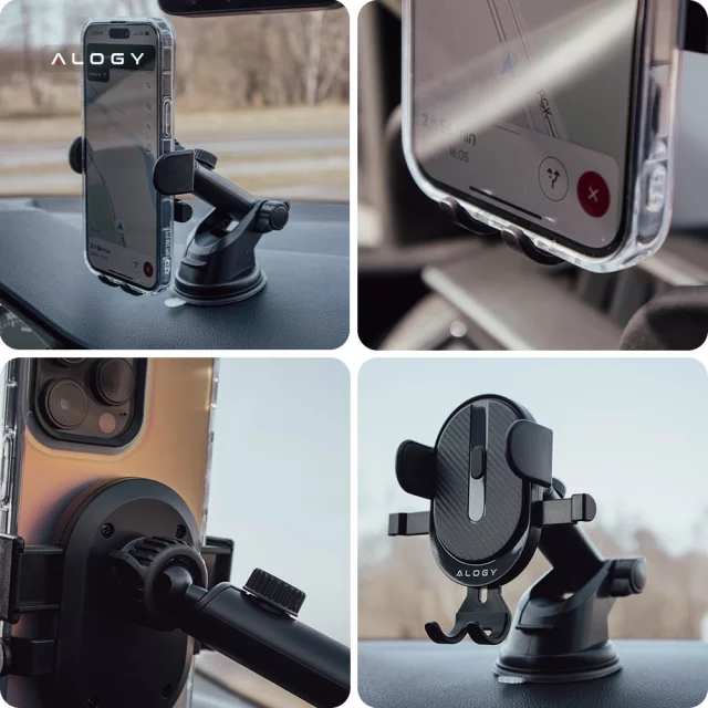 Alogy car holder for 6.5" phone, gravity, for windshield, dashboard Easy One Touch Black