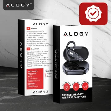 Wireless headset for Bluetooth 4.0 calls car headset with display V8 Black