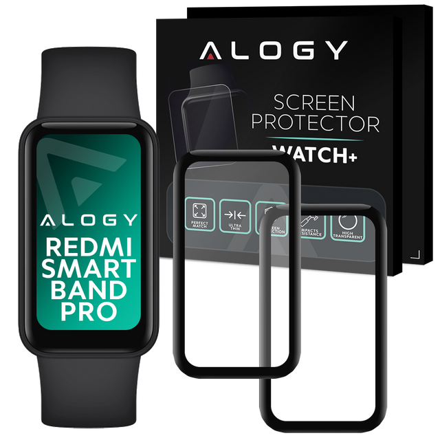 2x Elastyczne Szkło 3D Alogy do Xiaomi Redmi Smart Band Pro Black