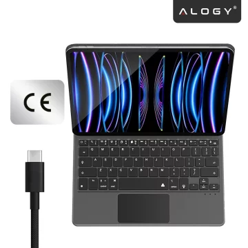 Keyboard Case for Apple iPad Pro 11" 2021/2020 iPad Air 10.9" 2022/2020 iPad Air 11" 2024/2025, Touchpad and LED Backlight, Magnetic Mount, Alogy MagnetKeyboard™ Case – Black