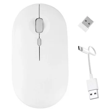 Alogy Wireless Mouse Ergonomic Small Mouse for Laptop PC Bluetooth 2.4GHz Silent White