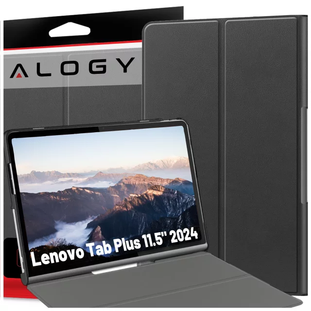Etui + Szkło do Lenovo Tab Plus 11.5" 2024 TB351FU Alogy Book Cover Case obudowa na tablet Czarne + Rysik Gratis