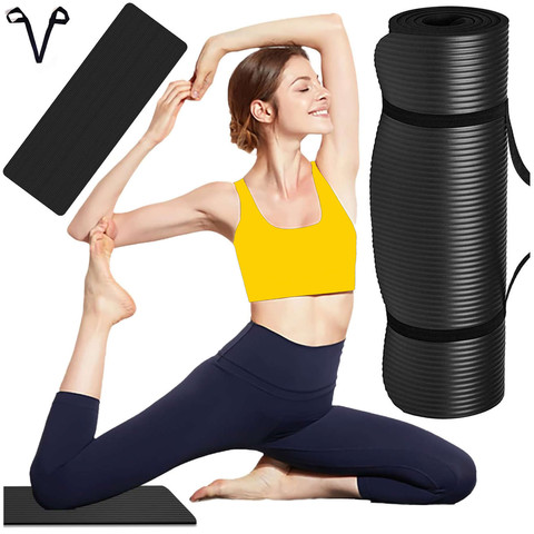 Yoga Fitness Pilates exercise mat gymnastic 185x58 1cm Alogy anti-slip waterproof Black