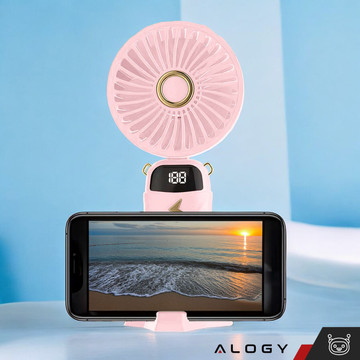 Fan fan handheld desk fan Alogy wireless portable handheld with handle pink