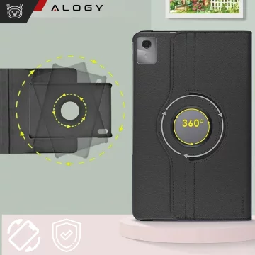 Etui 360 do Lenovo Tab K11 / K11E 11” M11 10.95" TB330FU / TB330XU / TB331FC obrotowe pokrowiec obudowa z klapką na tablet Case Alogy Czarne