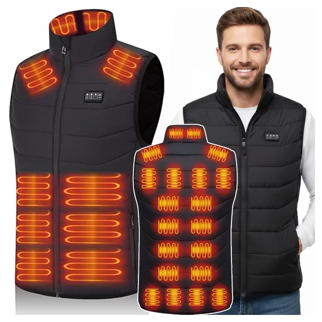 Kamizelka grzewcza z 28 strefami – 4-stopniowa regulacja temperatury, zasilanie USB, idealna na zimę i aktywności outdoor – Alogy ThermoVest™ Czarna (XL)