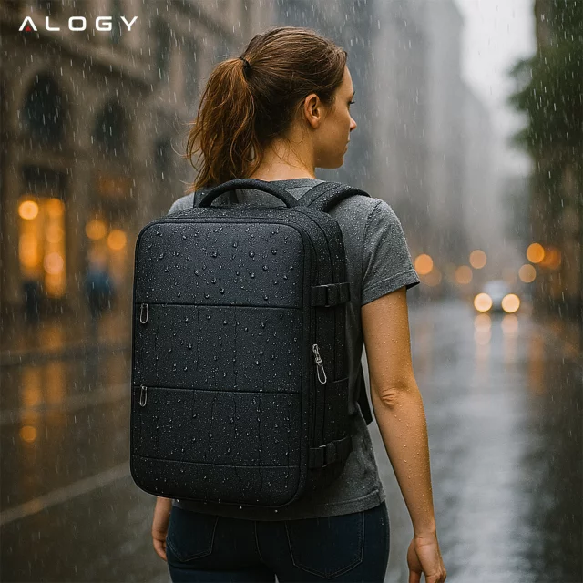 Plecak na laptopa męski damski podróżny na walizkę bagaż do samolotu pracy szkoły 45x30x20cm Alogy Unisex Czarny