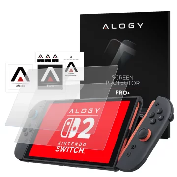 Pokrowiec do Nintendo Switch 2 2025 Torba Ochronna Duże Twarde Etui EVA, Kuferek, Wodoodporna, Lekka, z Uchwytami Alogy HardFoamBag™ – Czarna + 2X SZKŁO HARTOWANE
