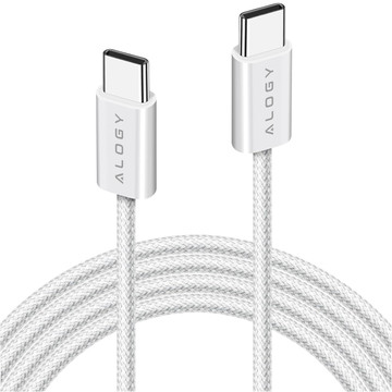 Kabel USB-C typu C Silný rychlý 60W PD 1M pro iPhone 15/Pro/Max iPad MacBook Alogy nylonový kabel bílý